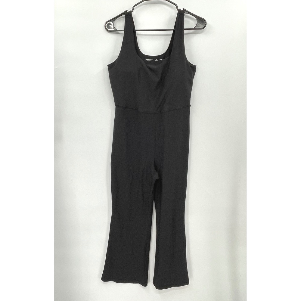 Old Navy Large Petite Powersoft Go-Dry Jumpsuit Womens Black Flare Activewear